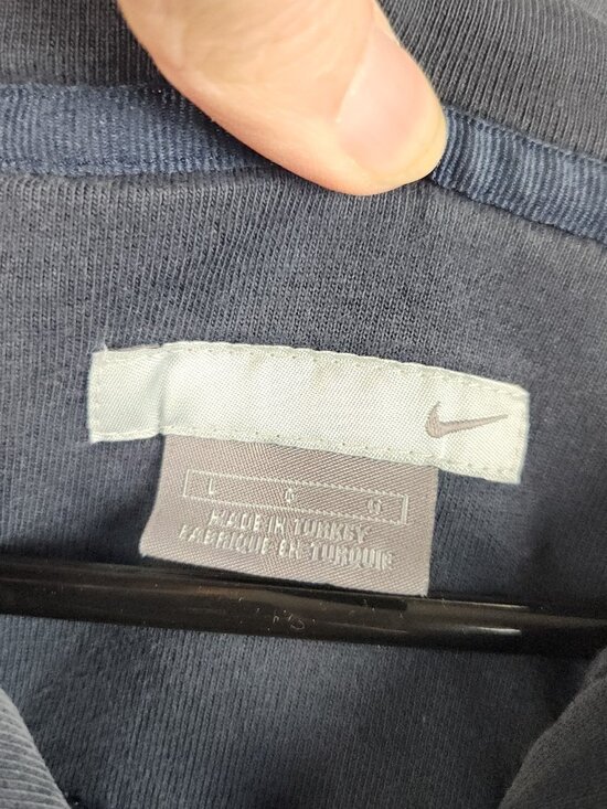 VTG Y2K Nike Mini Swoosh Hoodie Full Zip Mens Large Faded Blue Sweatshirt Travis - Picture 4 of 10